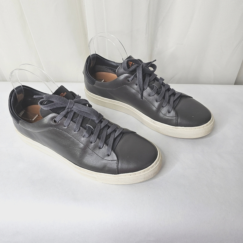 Good Man Brand Dark Gray With Black Trim Nappa Leather Sneakers Size 10.5